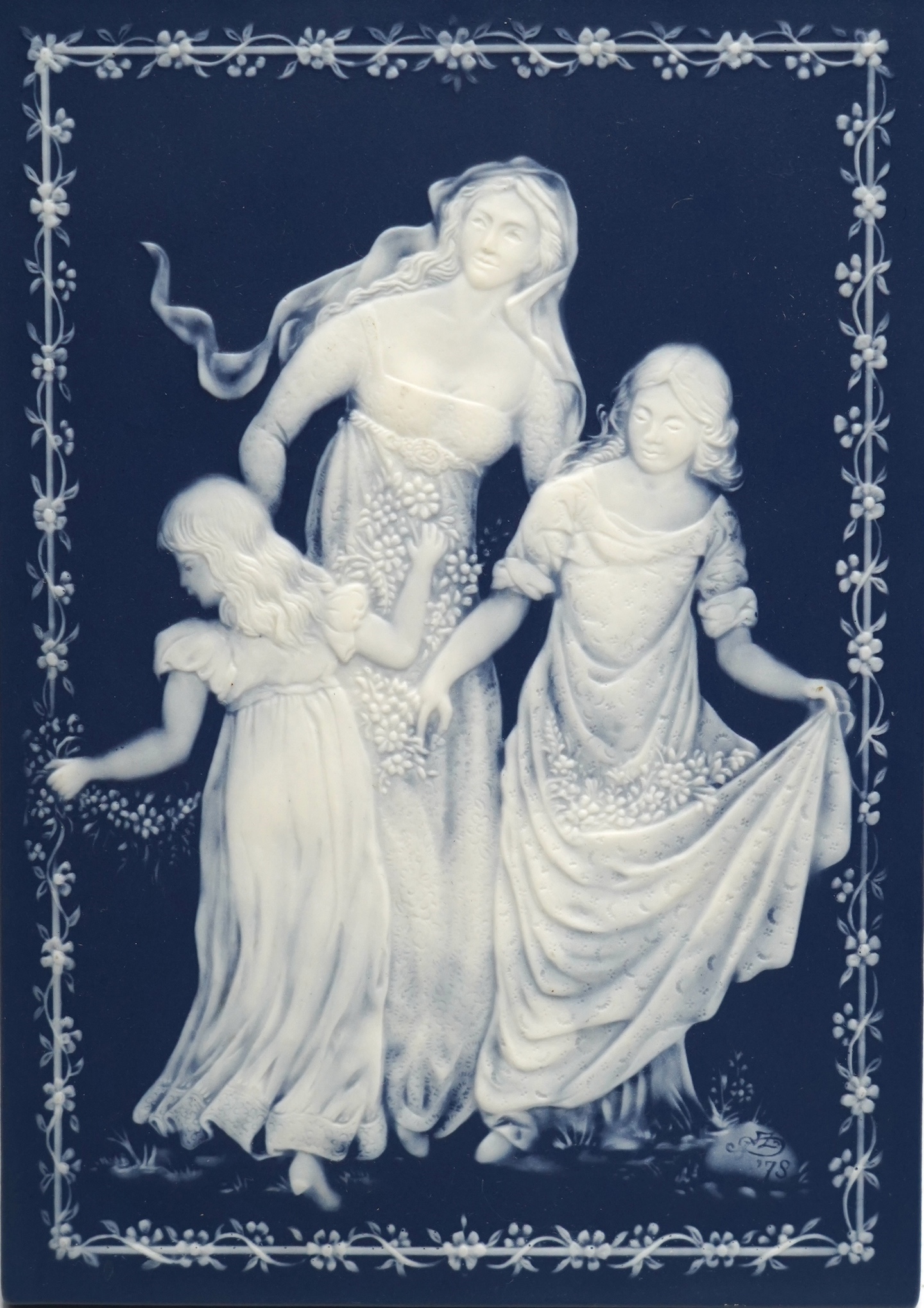 A Villeroy & Boch pate sur pate panel, indistinctly signed bottom right corner, 21x15cm